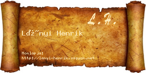 Lányi Henrik névjegykártya